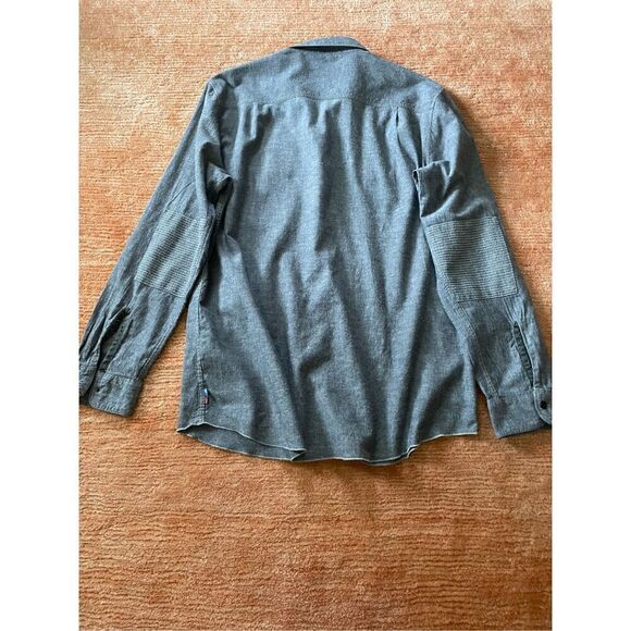Julian Davidson Shirt Men’s L Gray Cotton Linen Blend Button Up - Picture 7 of 8